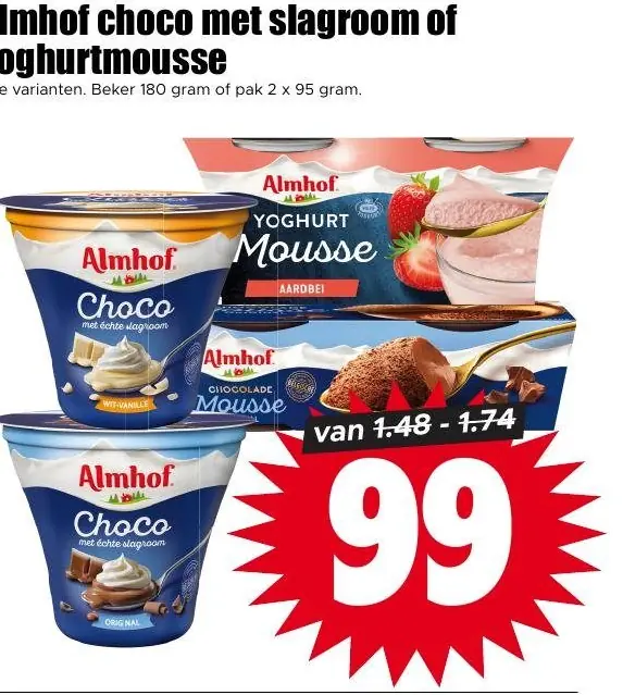 Almhof Choco met slagroom of yoghurtmousse