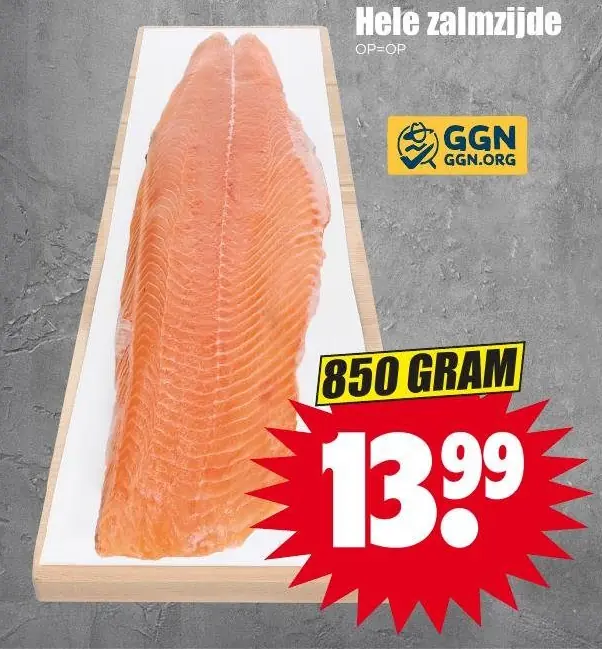 Hele zalmzijde