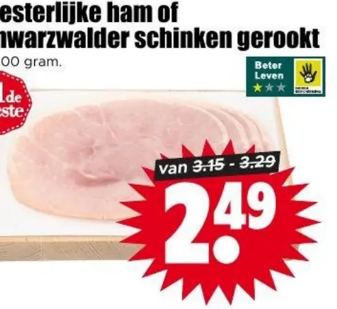 meesterlijke ham of schwarzwalder schinken gerookt