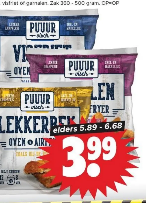 puur visch lekkerbek, visfriet of garnalen
