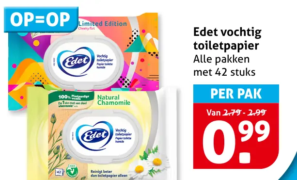 Edet vochtig toiletpapier
