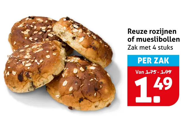 Reuze rozijnen of mueslibollen