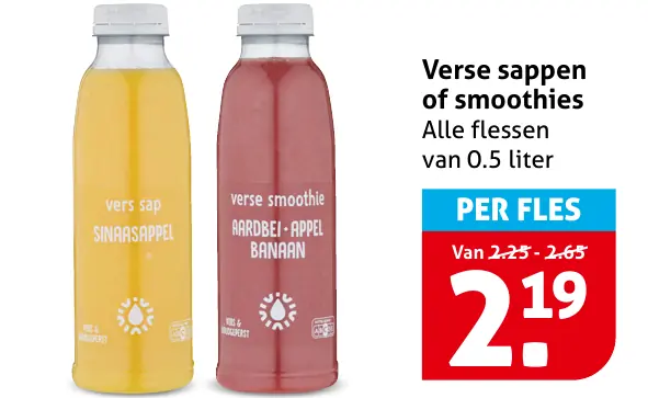 Verse sappen of smoothies