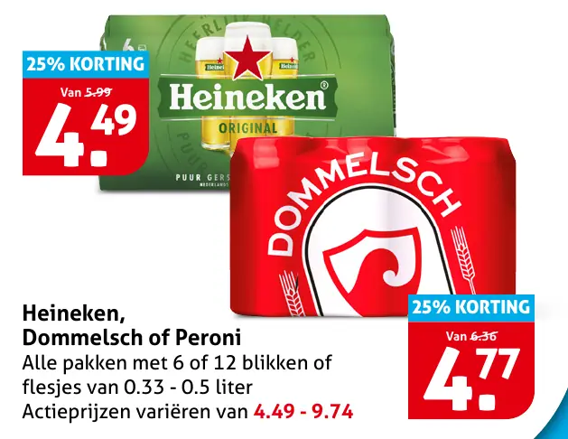 Heineken, Dommelsch of Peroni