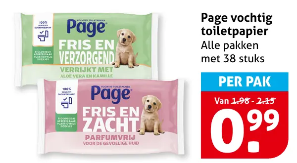 Page vochtig toiletpapier