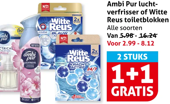 Ambi Pur luchtverfrisser of Witte Reus toiletblokken