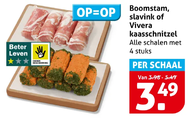 Boomstam, slavink of Vivera kaasschnitzel