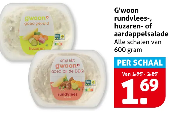 G'woon rundvlees-, huzaren- of aardappelsalade