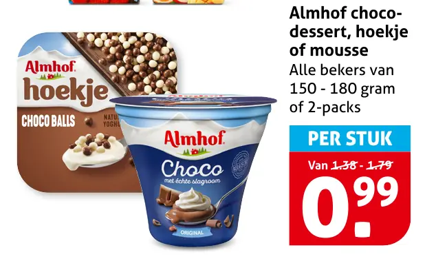 Almhof chocodessert, hoekje of mousse