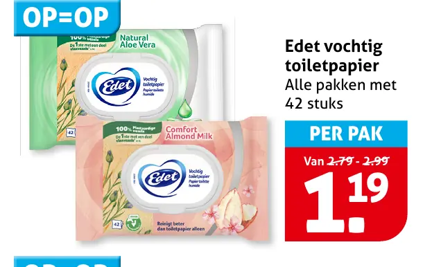 Edet vochtig toiletpapier