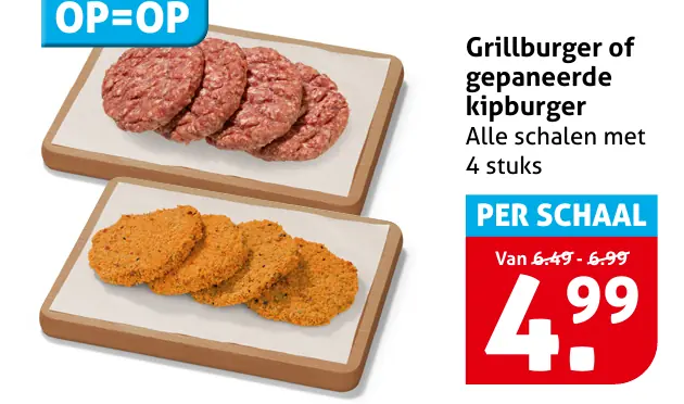 Grillburger of gepaneerde kipburger — voor €3.99
