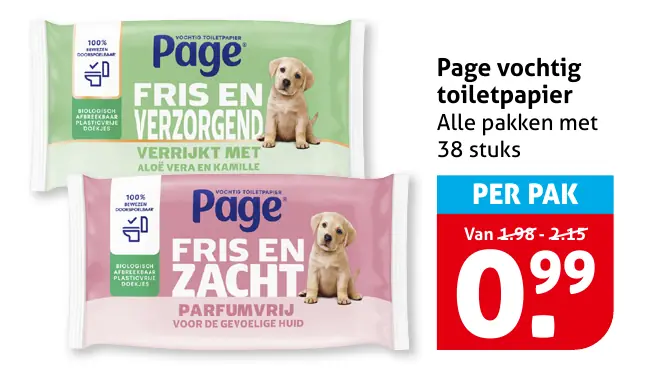 Page vochtig toiletpapier