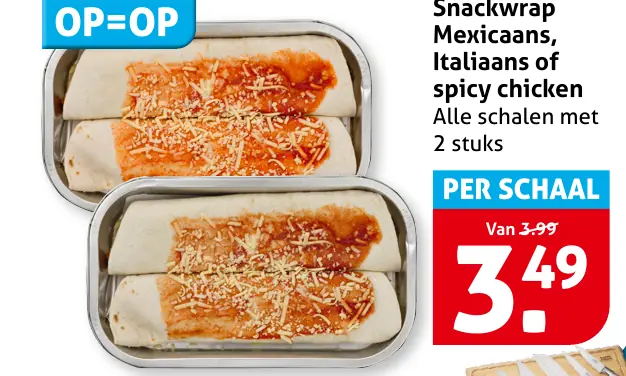 Snackwrap Mexicaans, Italiaans of spicy chicken