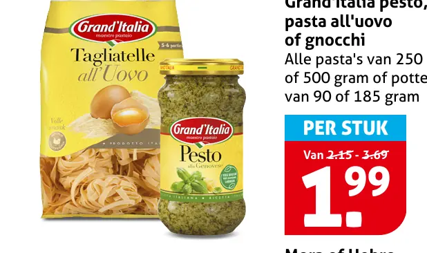 Grand'Italia pesto, pasta all uovo of gnocchi