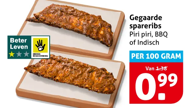 Gegaarde spareribs — 2 voor €6