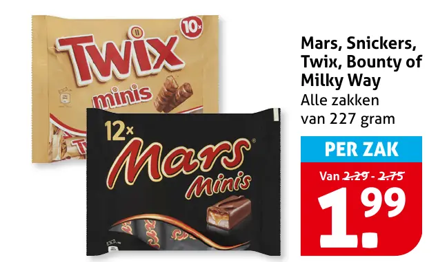 Mars, Snickers, Twix, Bounty of Milky Way