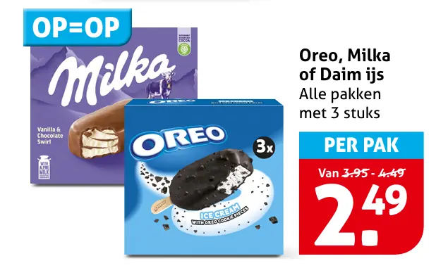 Oreo, Milka of Daim ijs