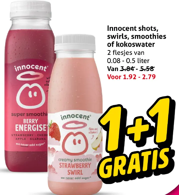 Innocent shots, swirls, smoothies of kokoswater