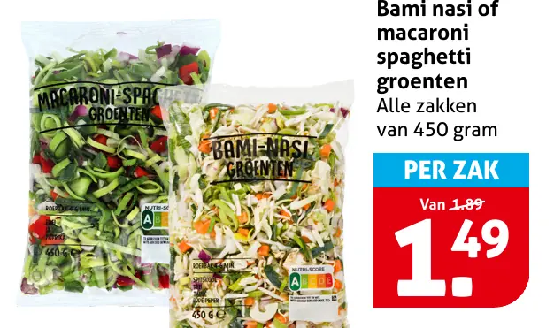 Bami nasi of macaroni spaghetti groenten
