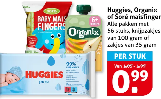 Huggies, Organix of Sor&eacute; maisfingers