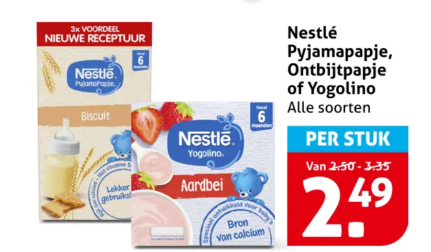 Nestl&eacute; Pyjamapapje, Ontbijtpapje of Yogolino