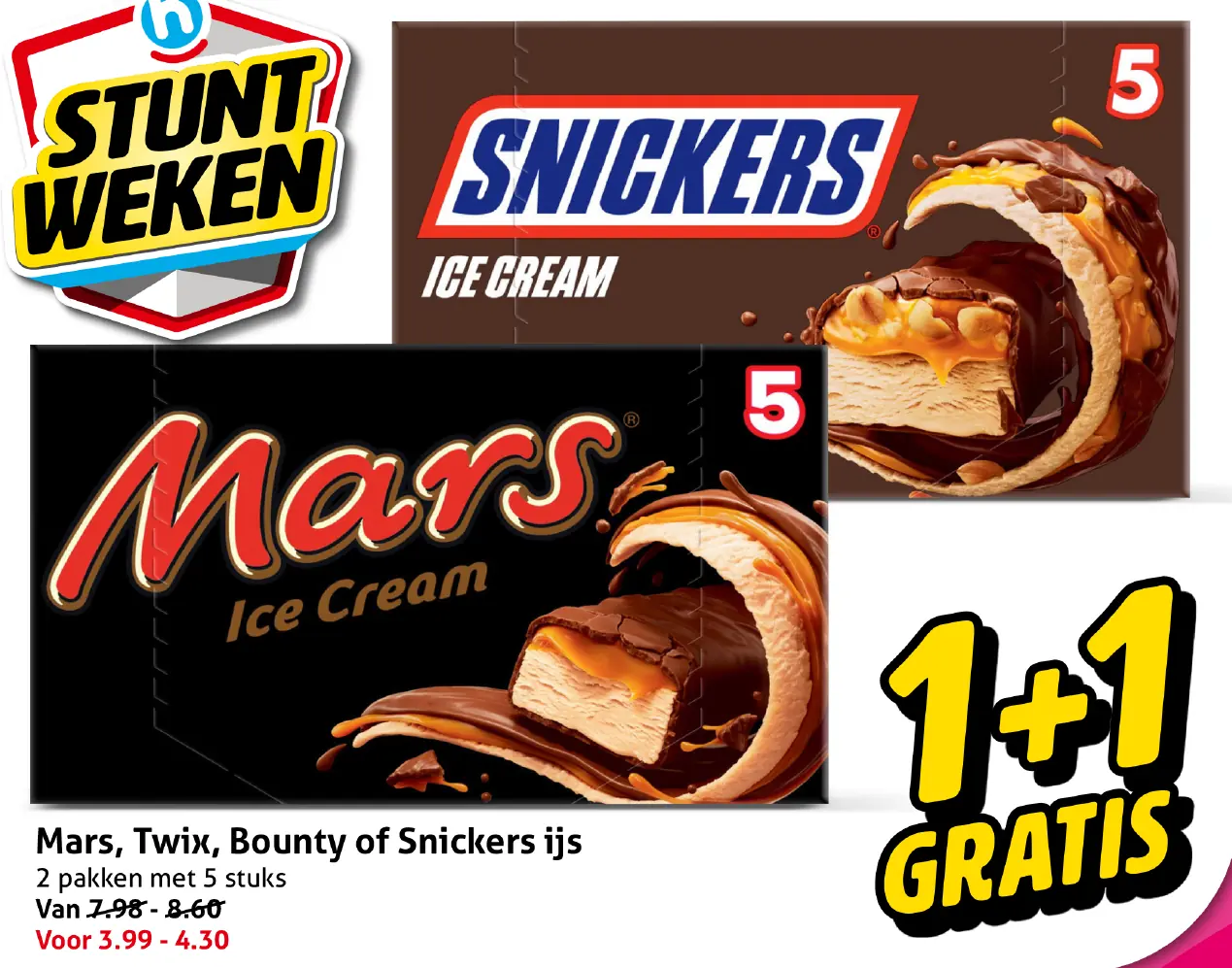 Mars, Twix, Bounty of Snickers ijs
