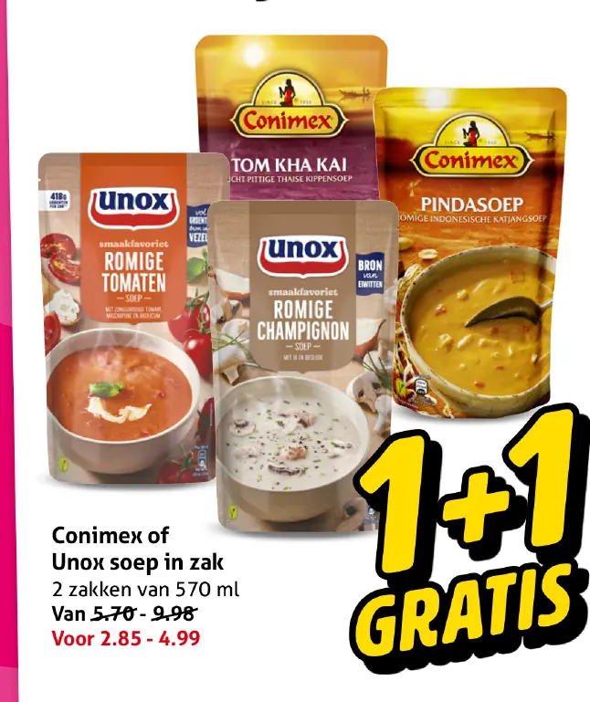 Conimex of Unox soep in zak