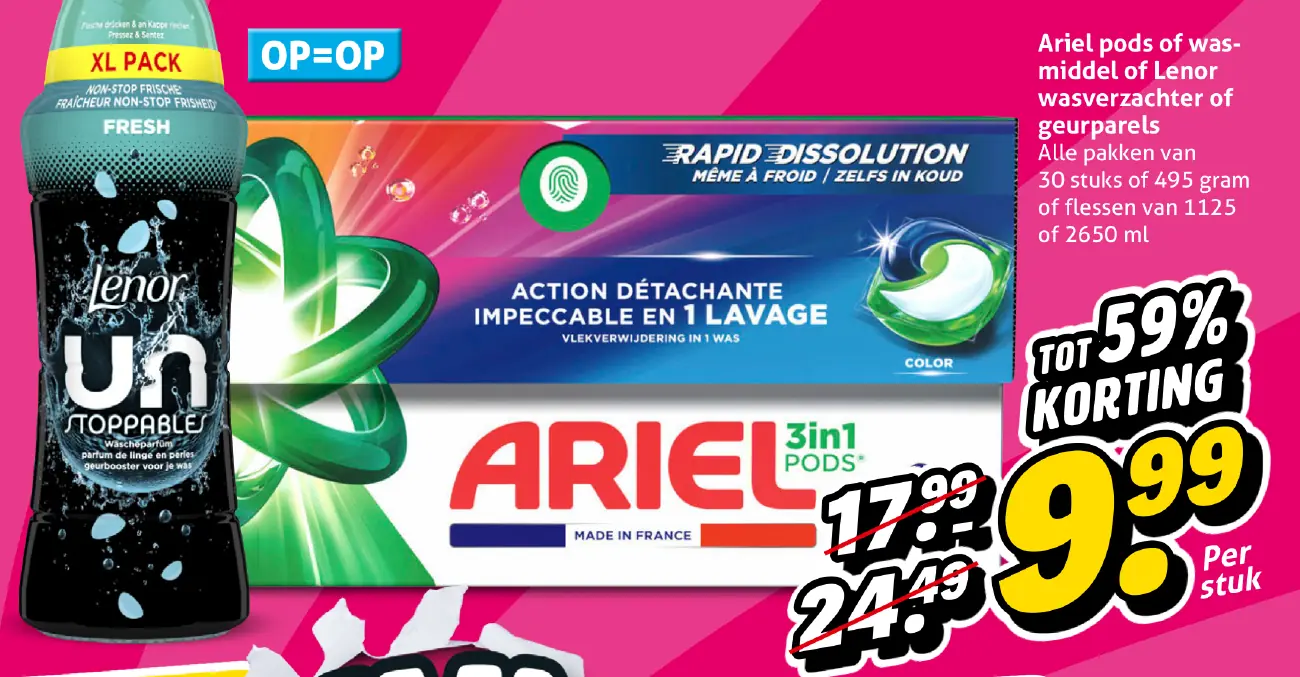 Ariel pods of wasmiddel of Lenor wasverzachter of geurparels