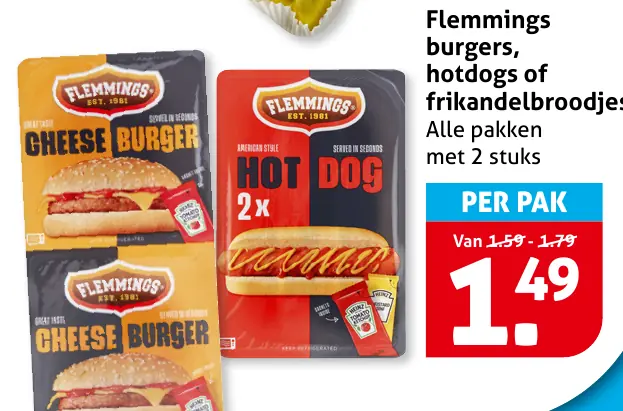 Flemmings burgers, hotdogs of frikandelbroodjes