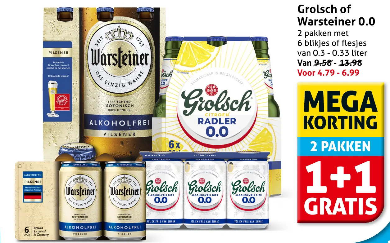 Grolsch of Warsteiner 0.0