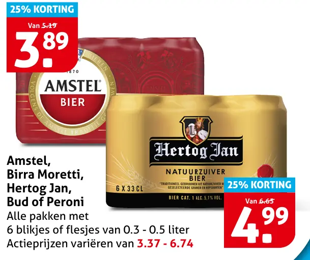 Amstel, Birra Moretti, Hertog Jan, Bud of Peroni