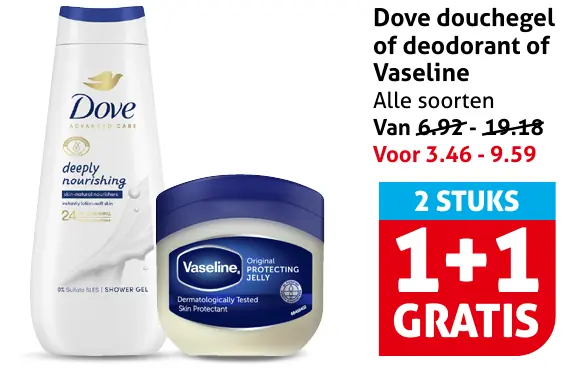 Dove douchegel of deodorant of Vaseline