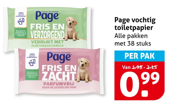 Page vochtig toiletpapier