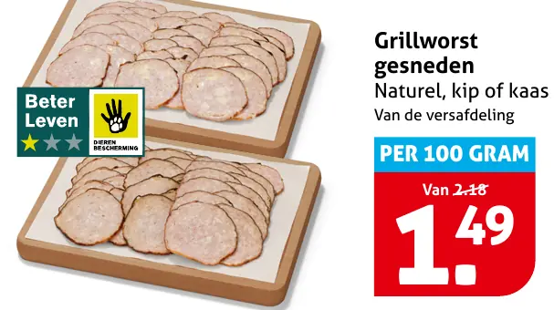 Grillworst gesneden