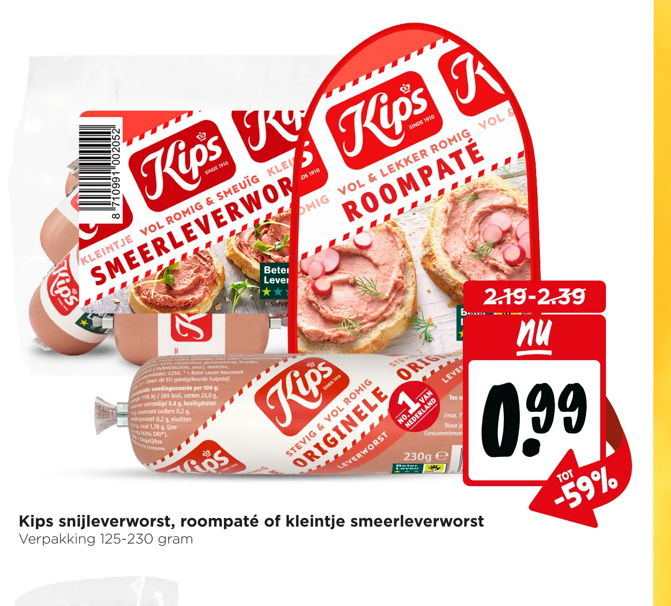 Kips Snijleverworst, roompaté of kleintje smeerleverworstL