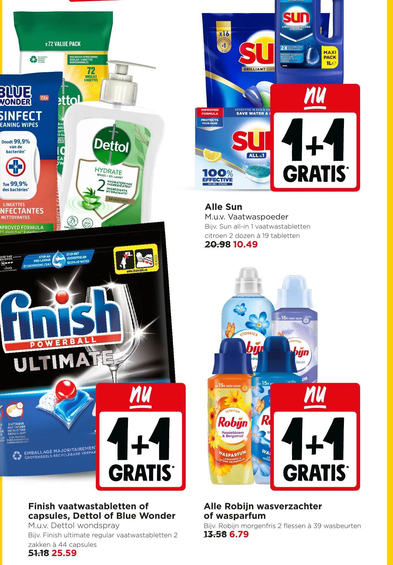 Finish vaatwastabletten of capsules, Dettol of Blue Wonder