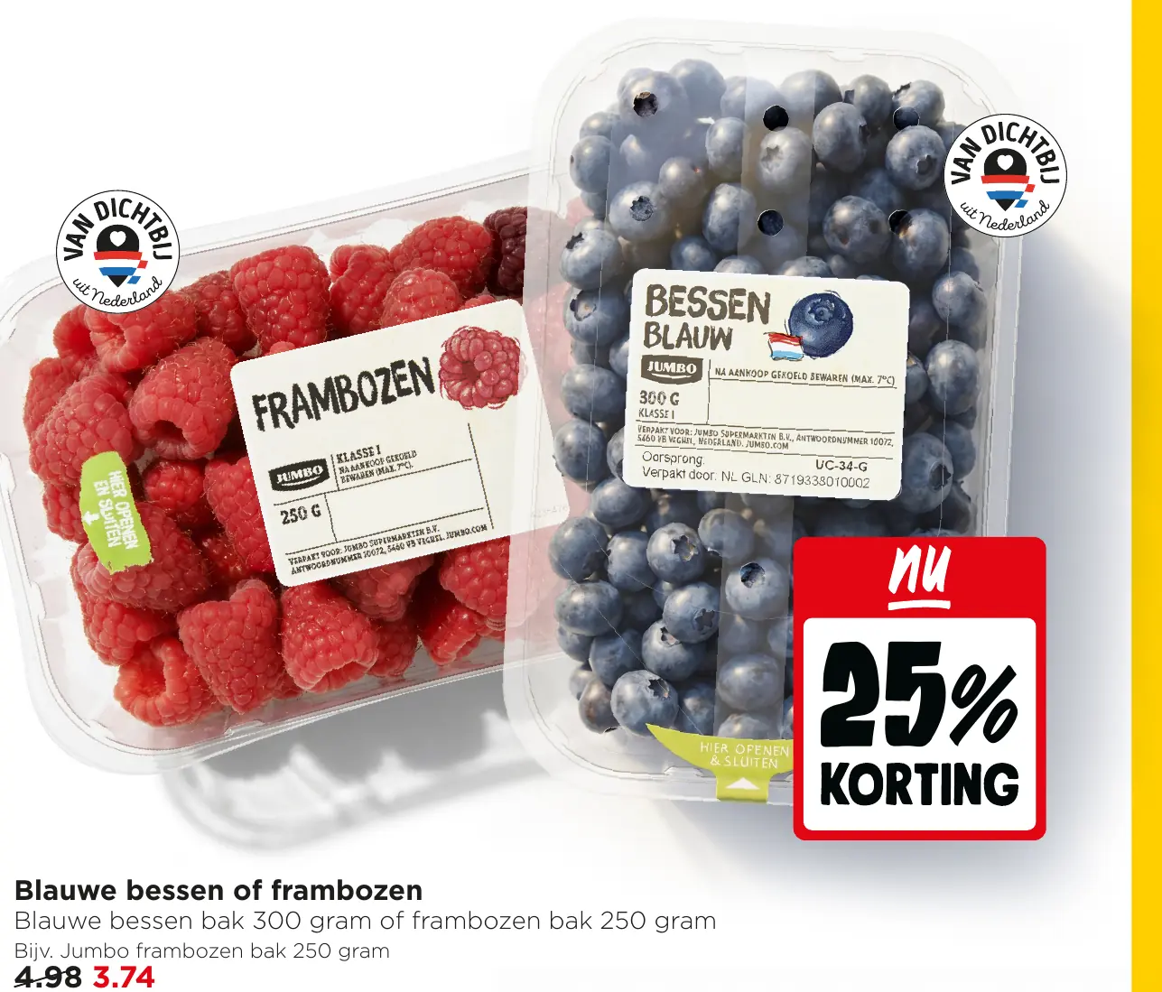 Blauwe bessen of frambozen