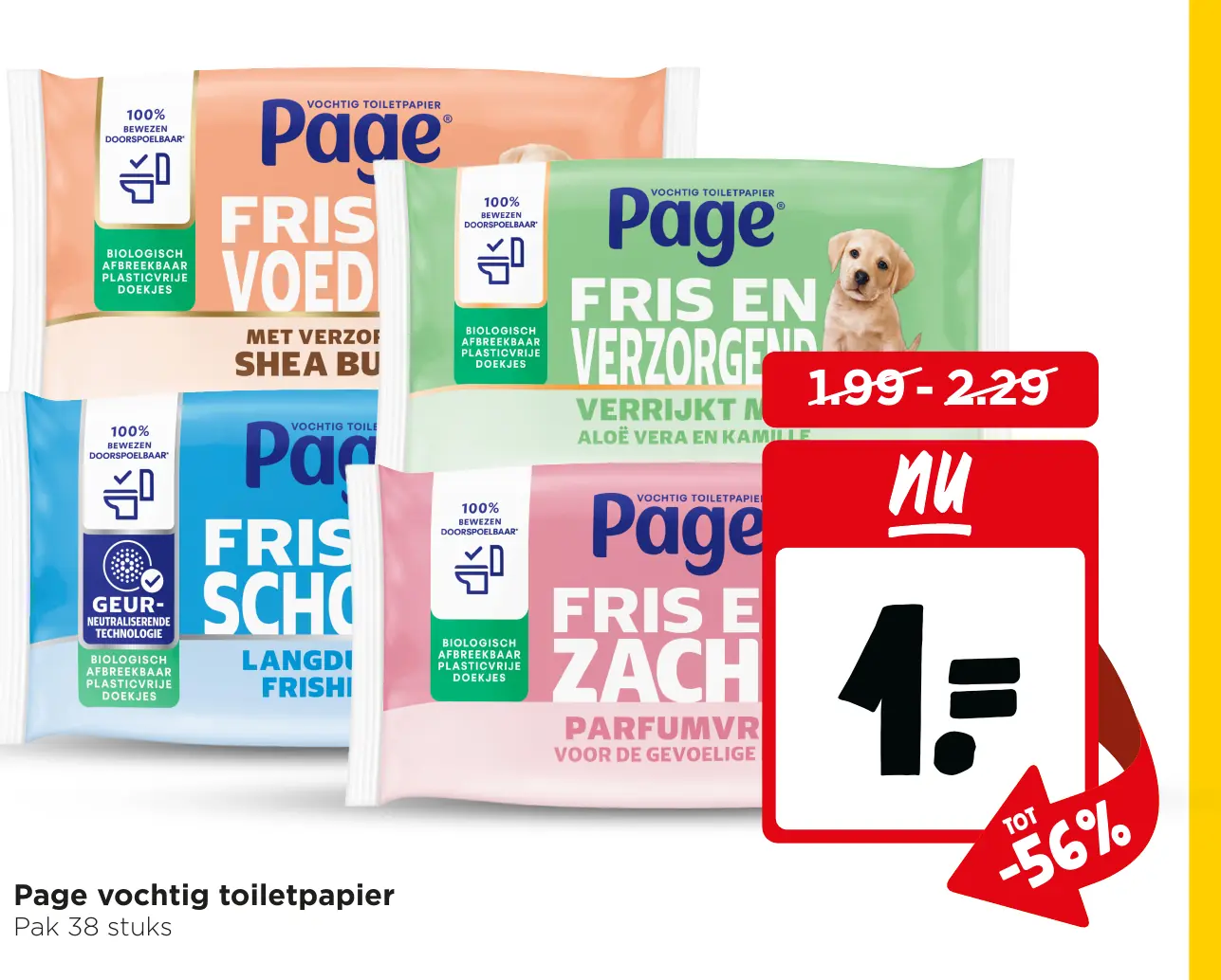 Page vochtig toiletpapier