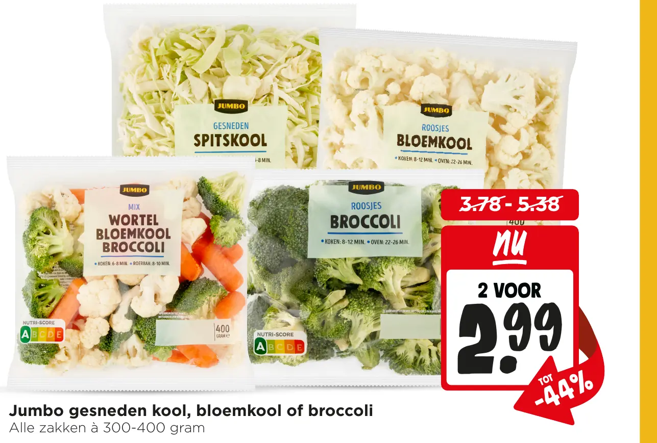 Jumbo gesneden kool, bloemkool of broccoli