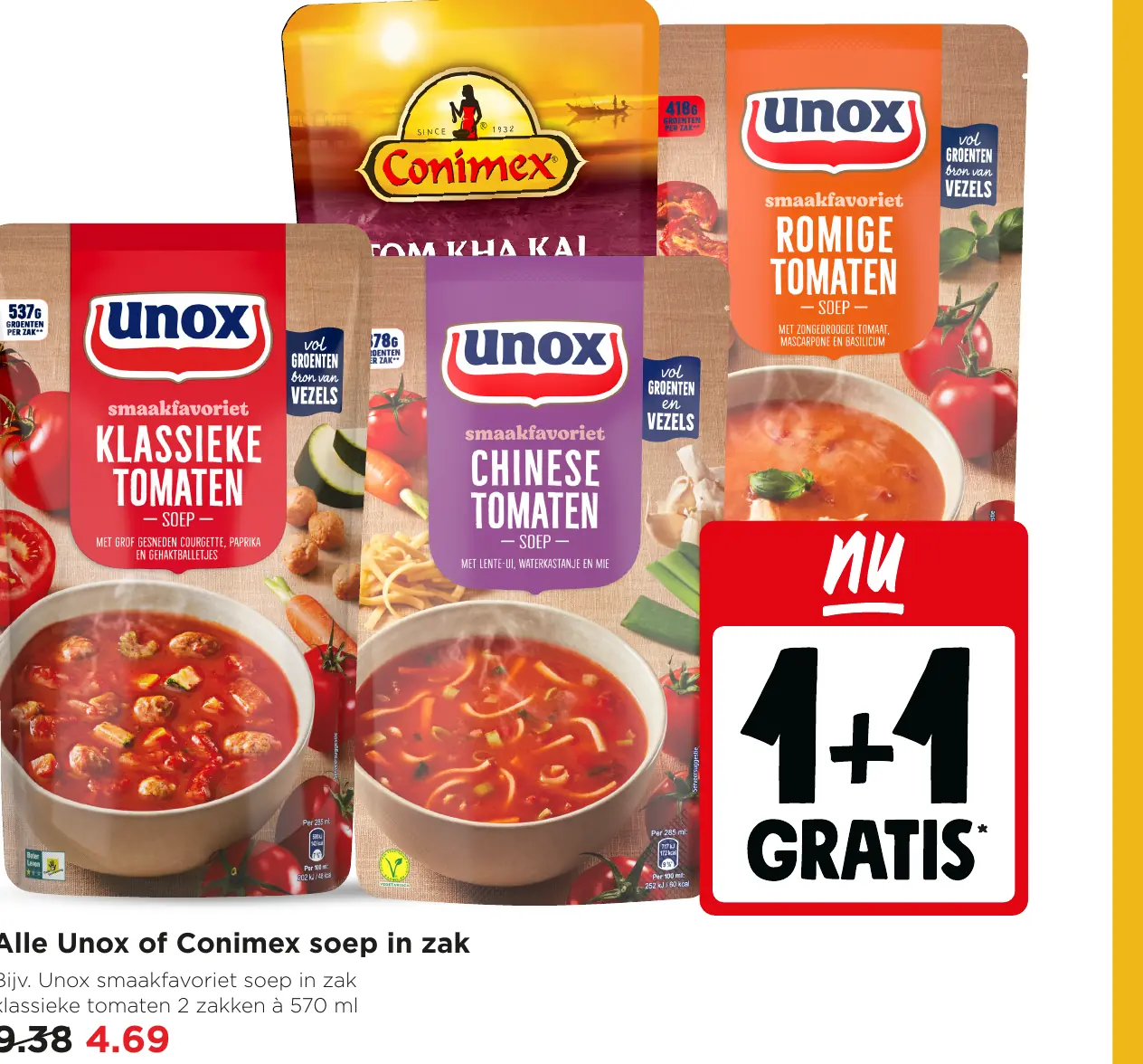Alle Unox of Conimex soep in zak