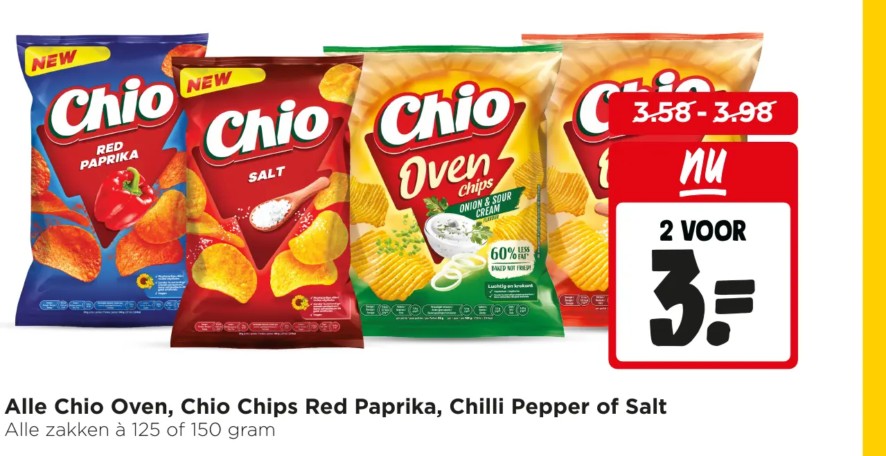 Alle Chio Oven, Chio Chips Red Paprika, Chilli Pepper of Salt