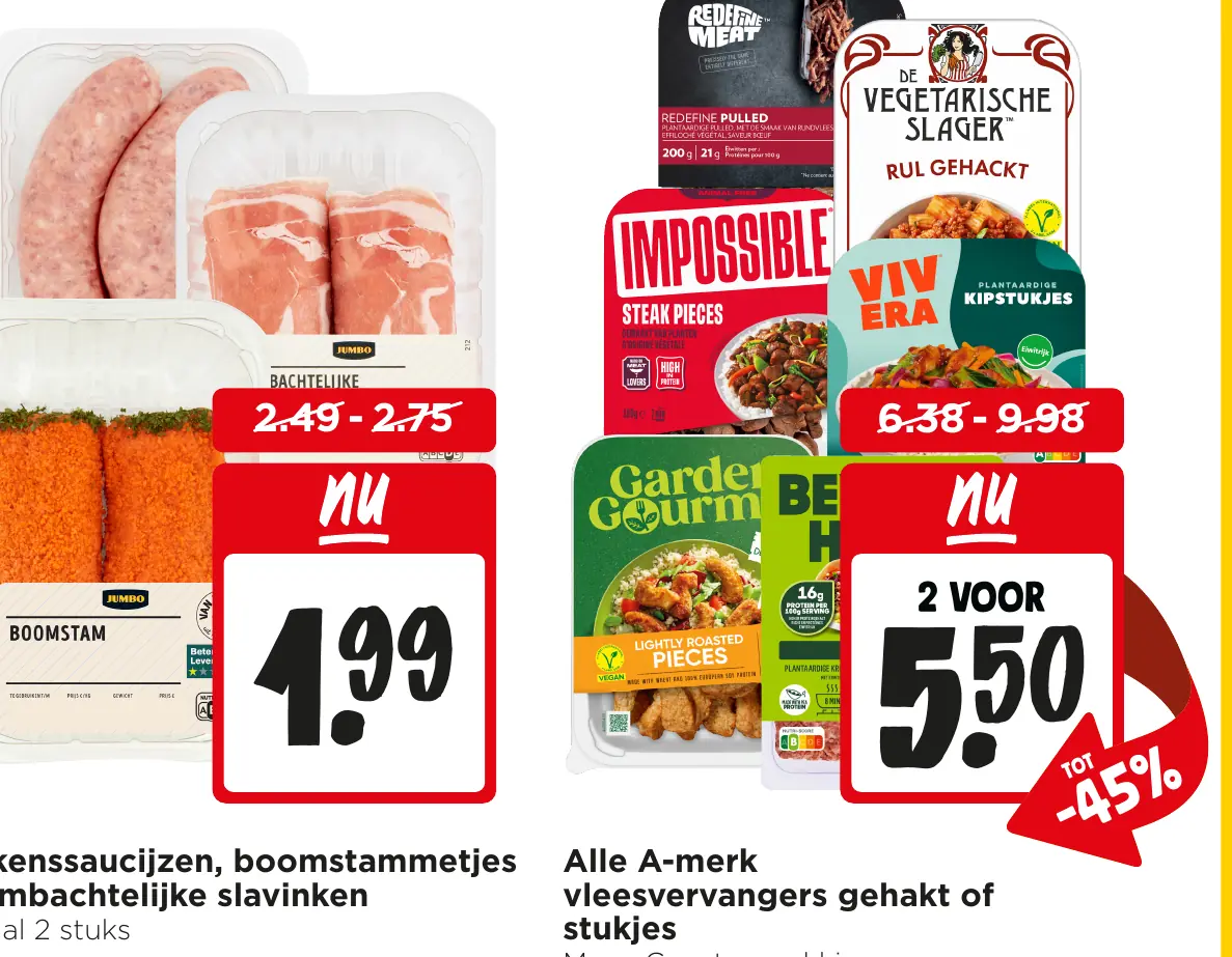 Varkenssaucijzen, boomstammetjes of ambachtelijke slavinken — voor €2.99