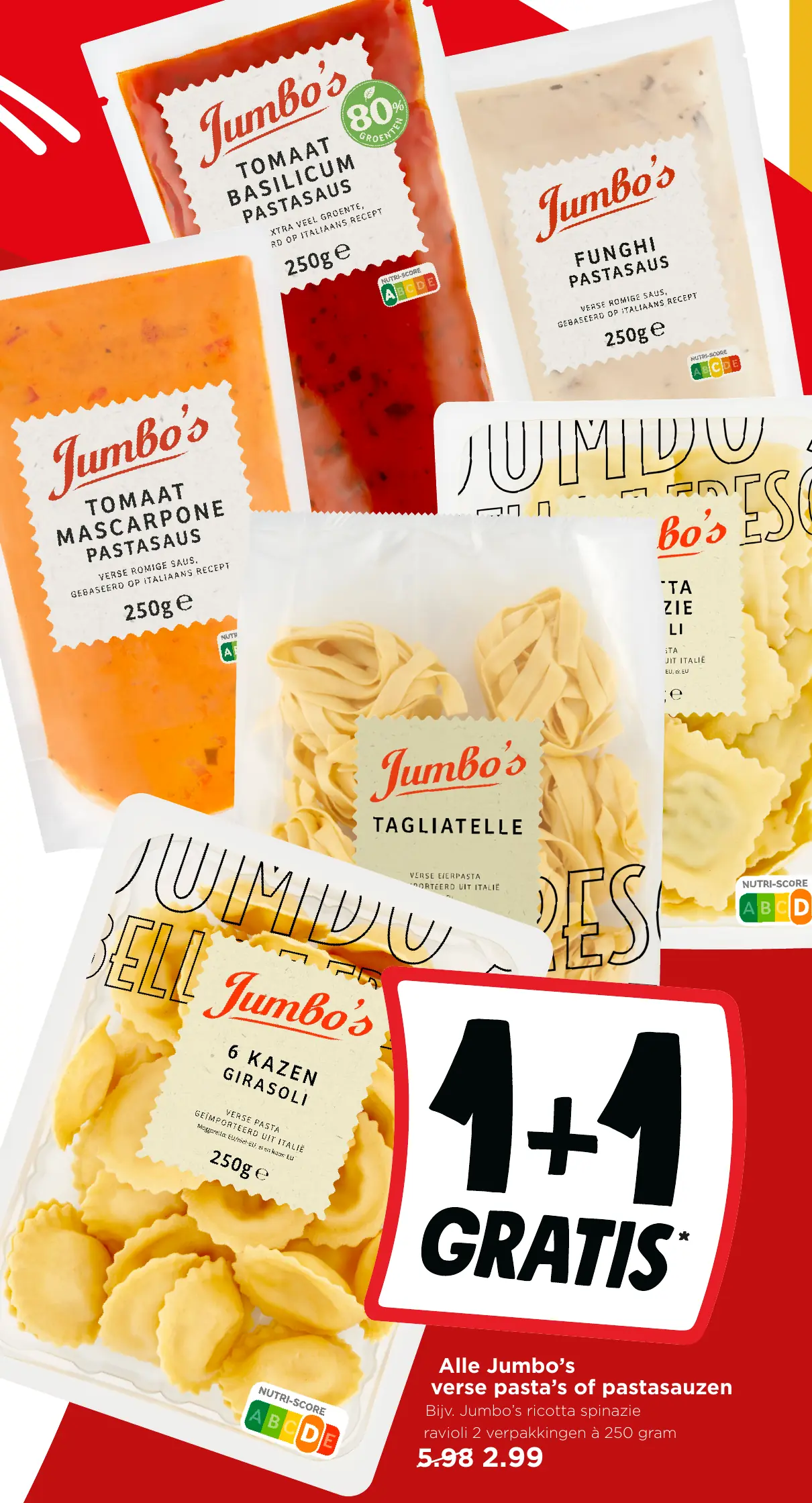 Alle Jumbo's verse pasta's of pastasauzen