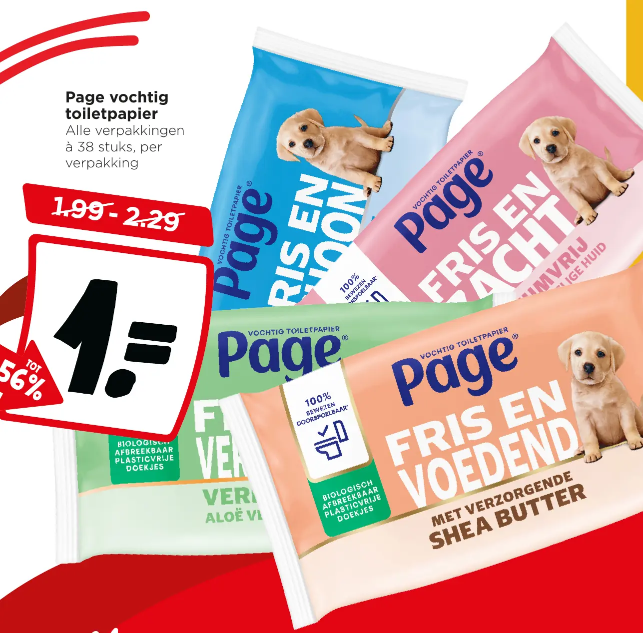 Page vochtig toiletpapier