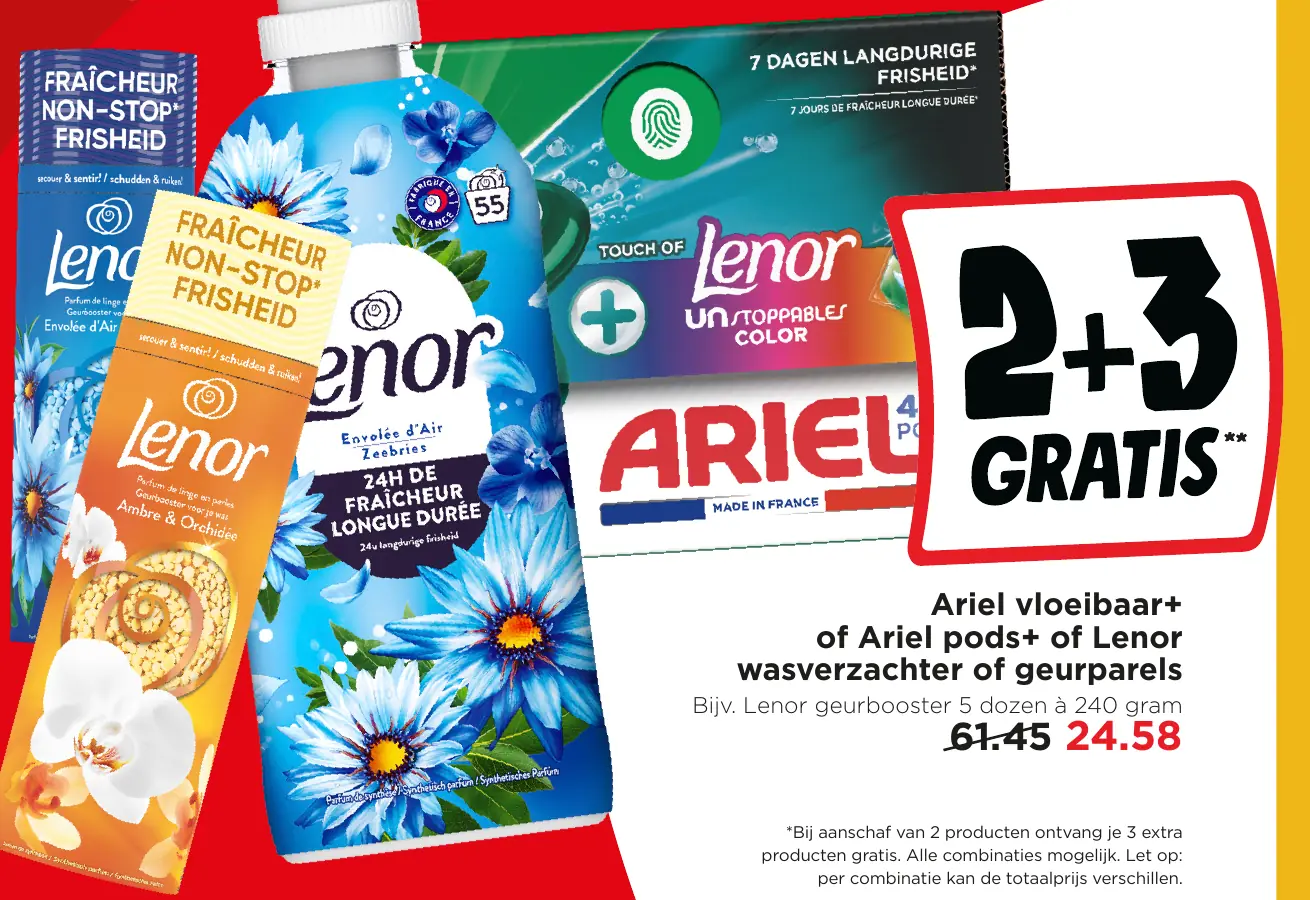 Ariel vloeibaar+ of Pods+ of Lenor wasverzachter of geurparels — 1+1 gratis
