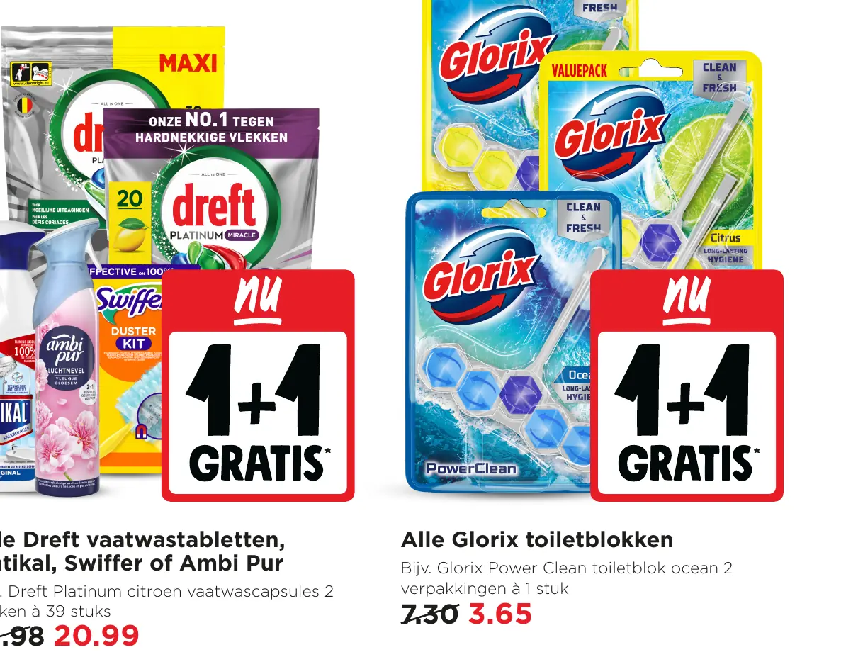 Alle Dreft vaatwastabletten, Antikal, Swiffer of Ambi Pur — 2+3 gratis