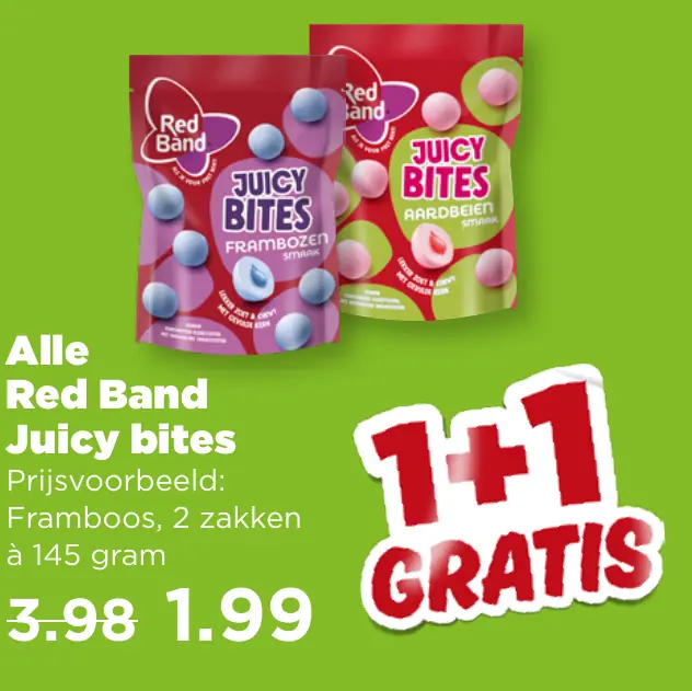 Alle Red Band Juicy bites — 1+1 gratis