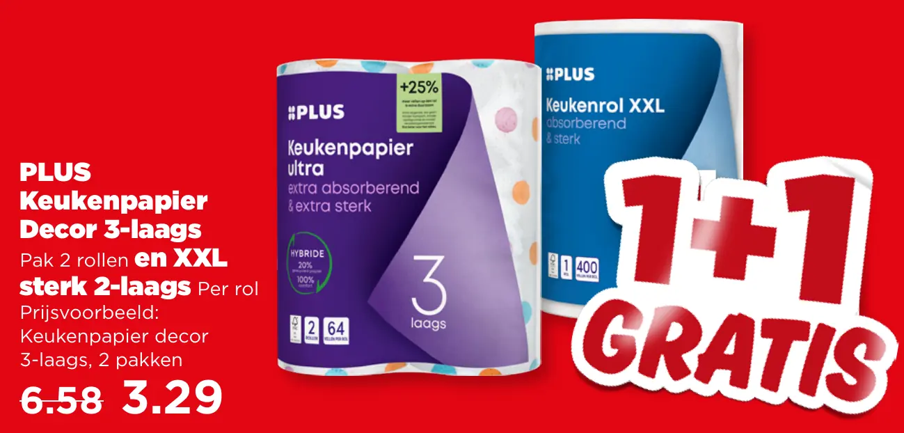 PLUS Keukenpapier  decor 3-laags