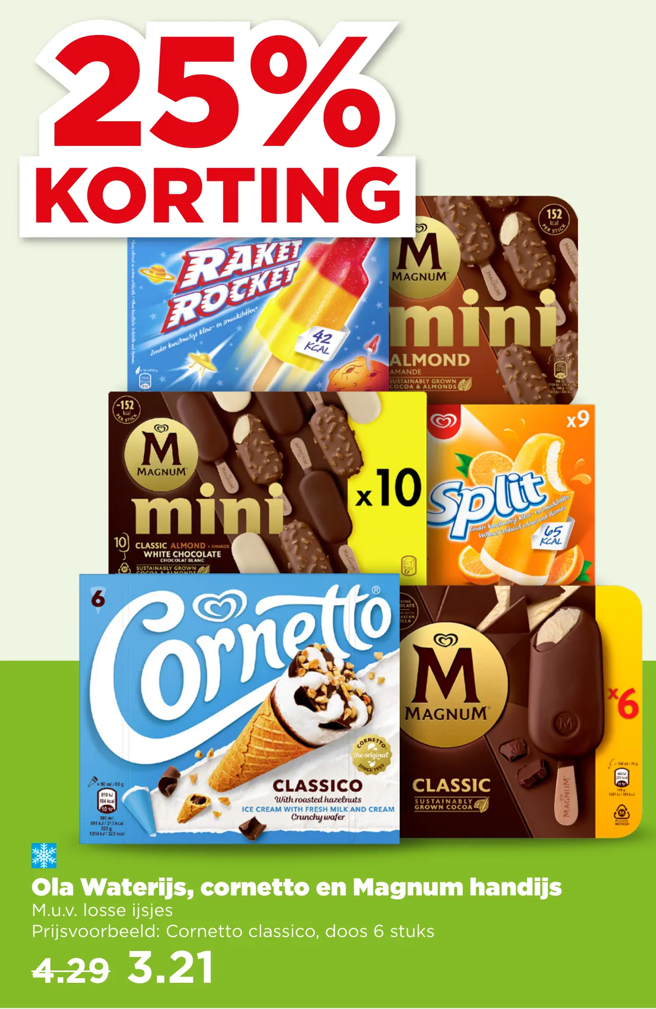Ola Waterijs cornetto en Magnum Handijs