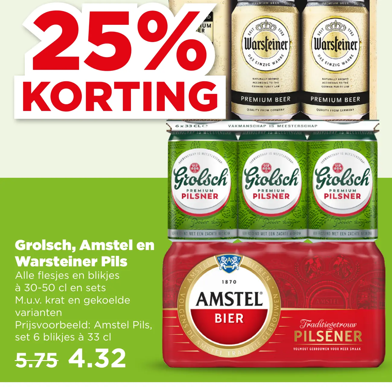 Grolsch Amstel en Warsteiner Pils